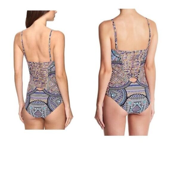 Red Carter 1 Piece Cutout Plum Multi Swimsuit One-piece Bathing Suit - Picture 2 of 4